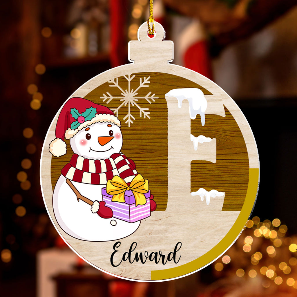 Custom Family First Christmas Ornament •  Snowman Family - Personalized Acrylic Ornament