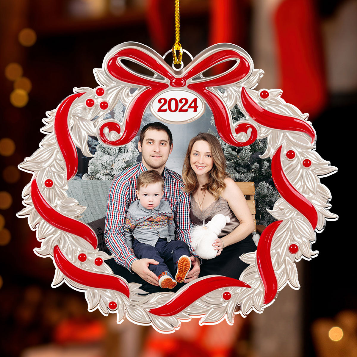 Custom Photo Family Ornament, Christmas Gift for Family Members • Our Family Christmas 2024 - Personalized Acrylic Ornament