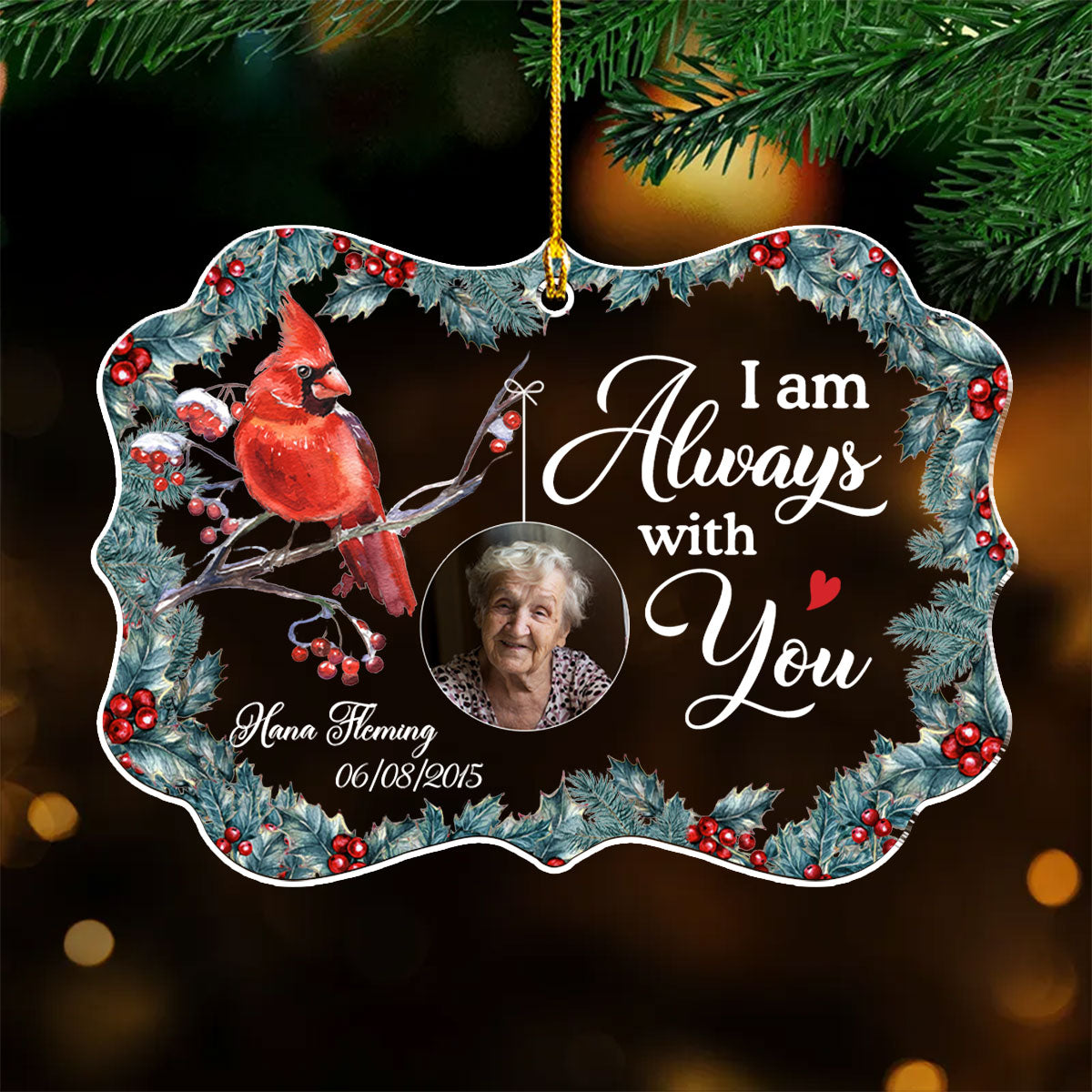 Custom Photo Memorial Christmas Ornament, Sympathy Keepsake • Heaven Is A Beautiful Place - Personalized Acrylic Ornament