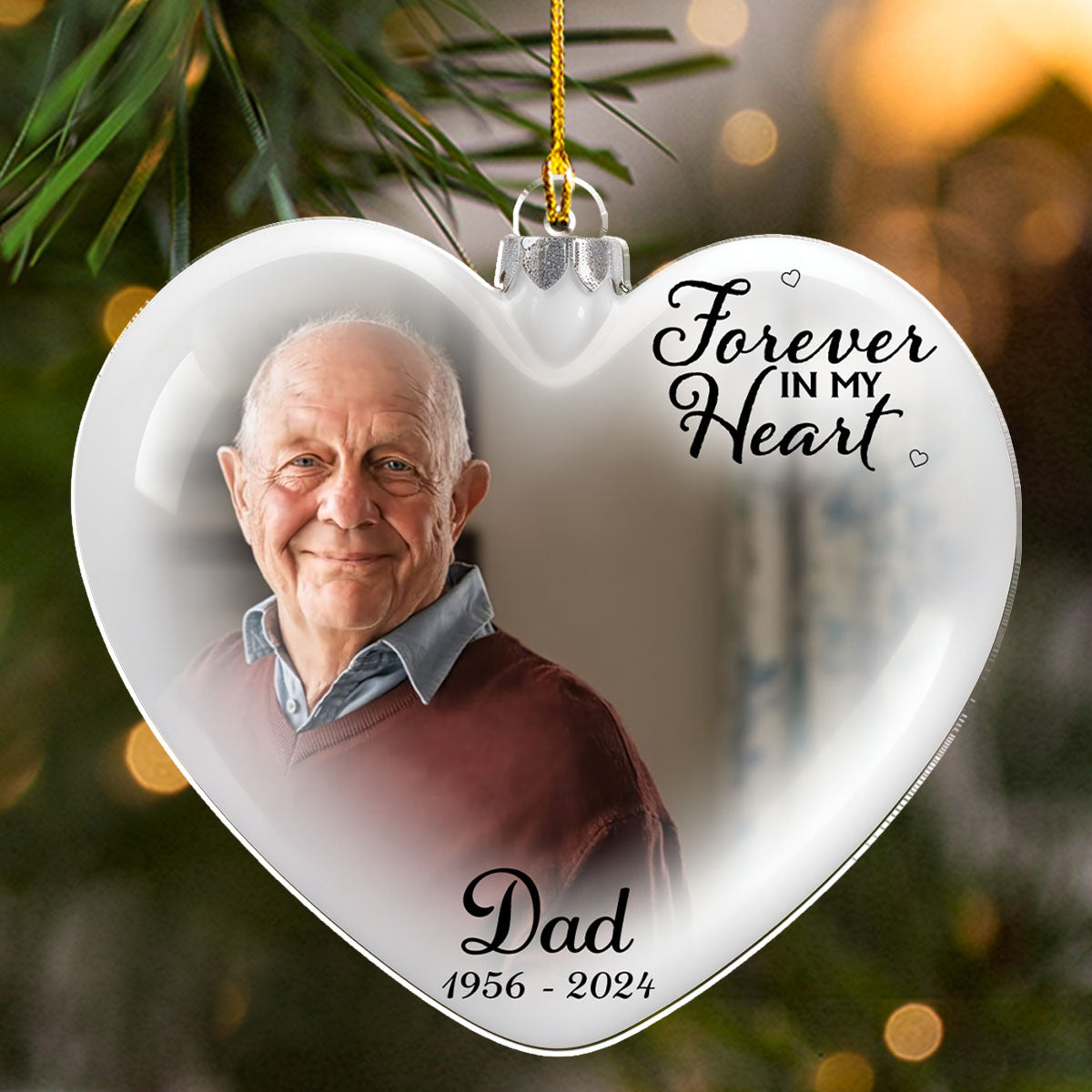 Custom Photo Memorial Christmas Ornament, Sympathy Keepsake • My Hearts - Personalized Acrylic Ornament