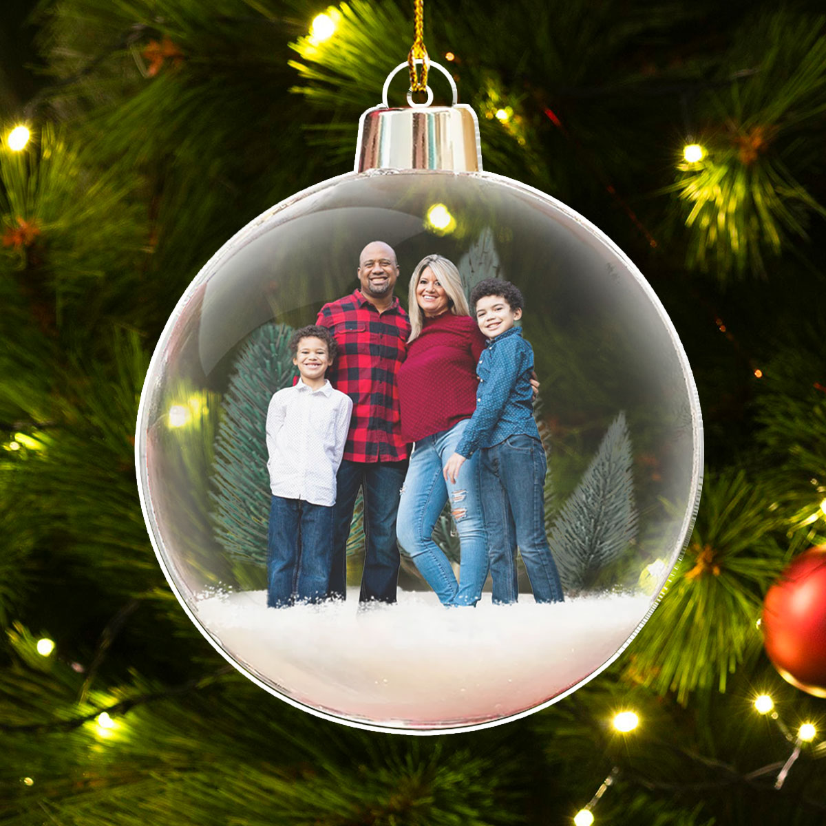 Custom Photo Family Ornament, Christmas Gift for Family Members • Merry Christmas Family - Personalized Acrylic Ornament