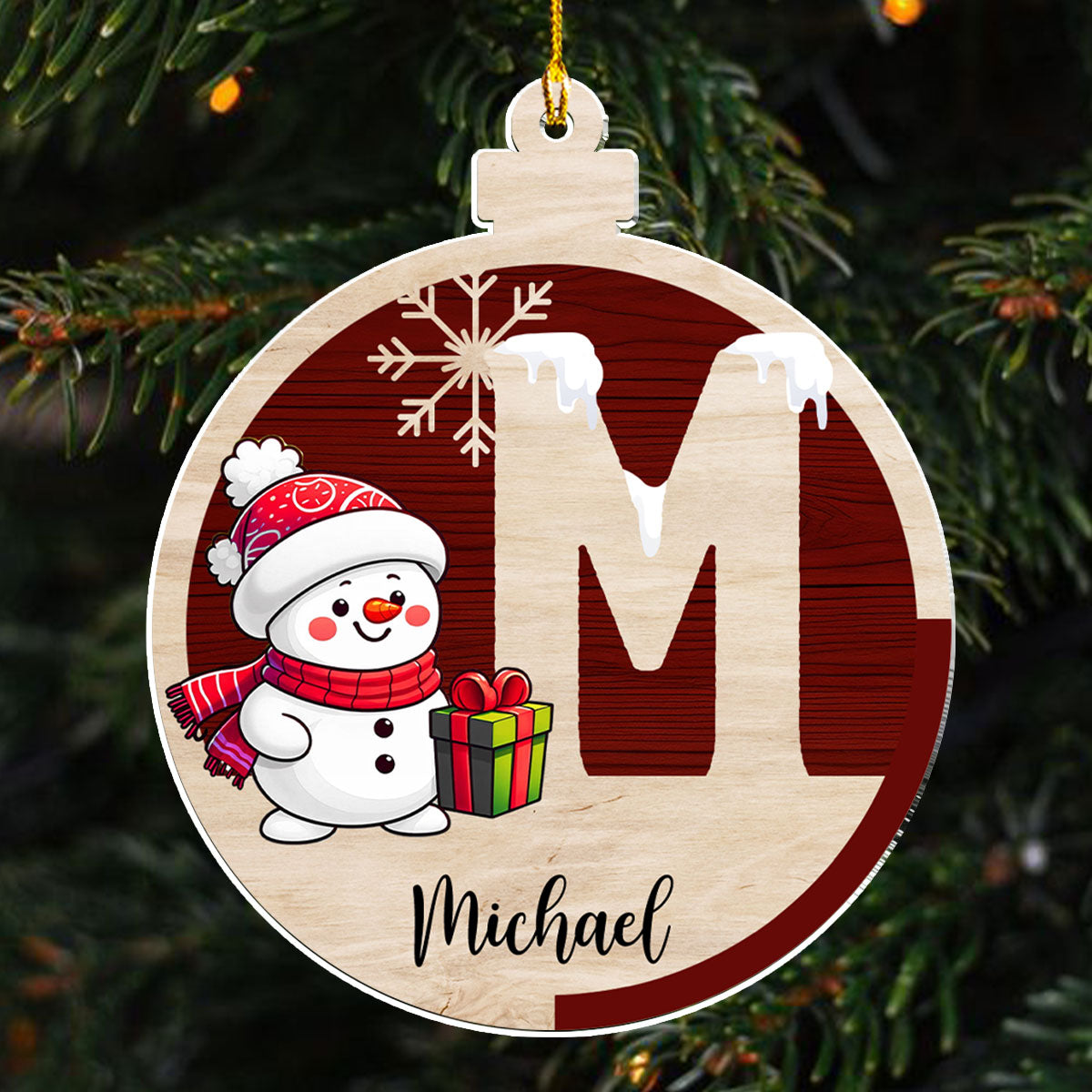 Custom Family First Christmas Ornament •  Snowman Family - Personalized Acrylic Ornament