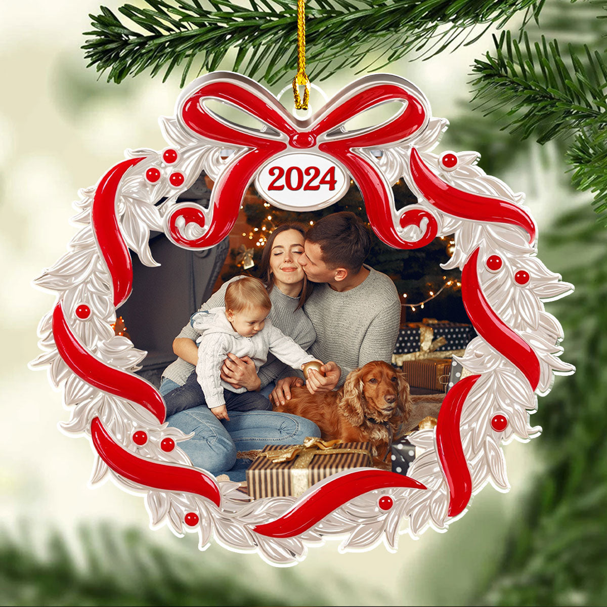 Custom Photo Family Ornament, Christmas Gift for Family Members • Our Family Christmas 2024 - Personalized Acrylic Ornament