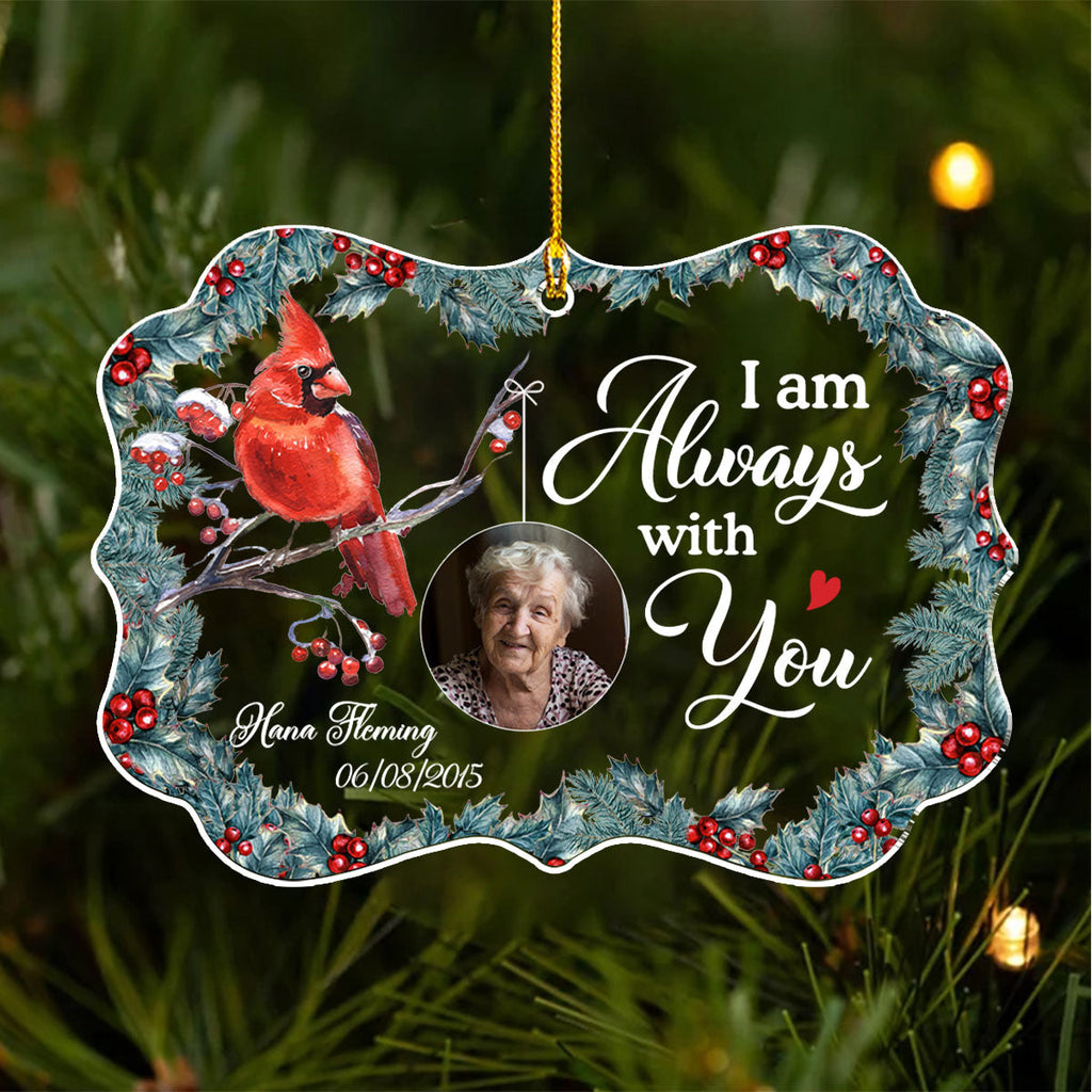 Custom Photo Memorial Christmas Ornament, Sympathy Keepsake • Heaven Is A Beautiful Place - Personalized Acrylic Ornament