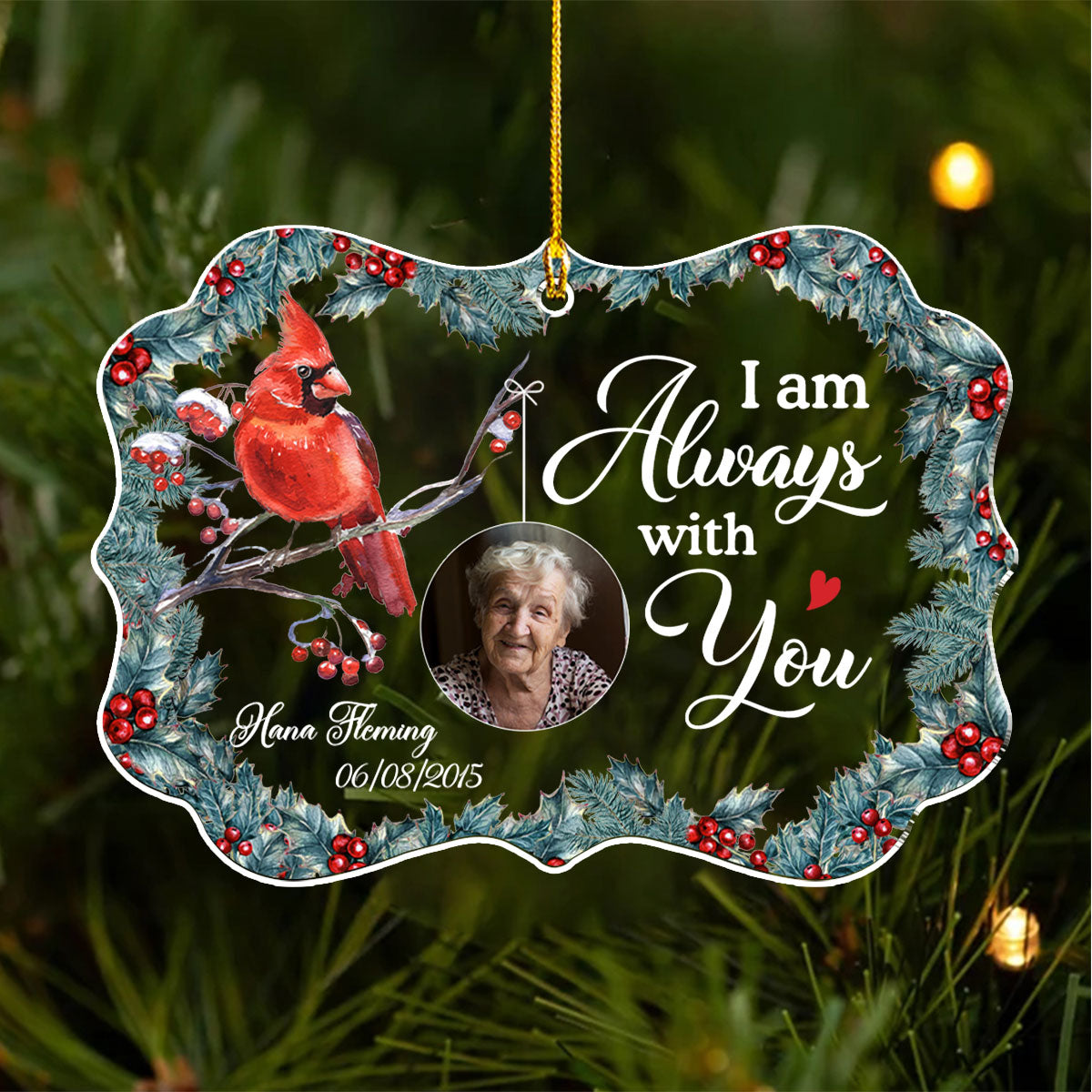 Custom Photo Memorial Christmas Ornament, Sympathy Keepsake • Heaven Is A Beautiful Place - Personalized Acrylic Ornament