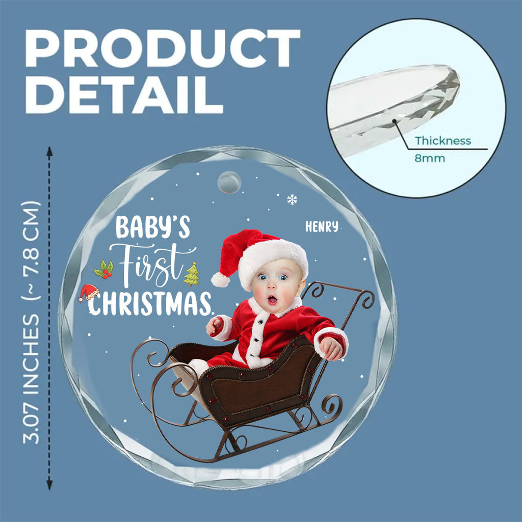 Custom Photo Baby First Christmas Ornament for New Parents • Baby 1st Christmas - Personalized Glass Ornament