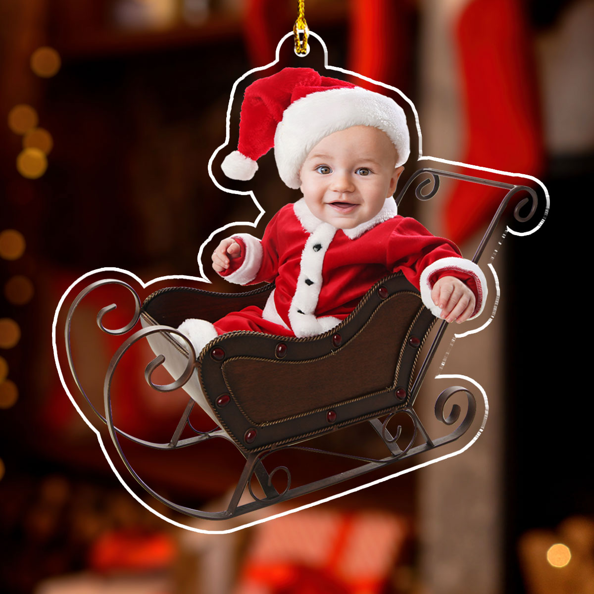 Custom Photo Family Ornament, Christmas Gift for Family Members • Adorable Newborn Baby - Personalized Acrylic Ornament