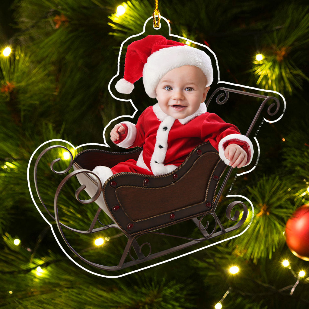 Custom Photo Family Ornament, Christmas Gift for Family Members • Adorable Newborn Baby - Personalized Acrylic Ornament