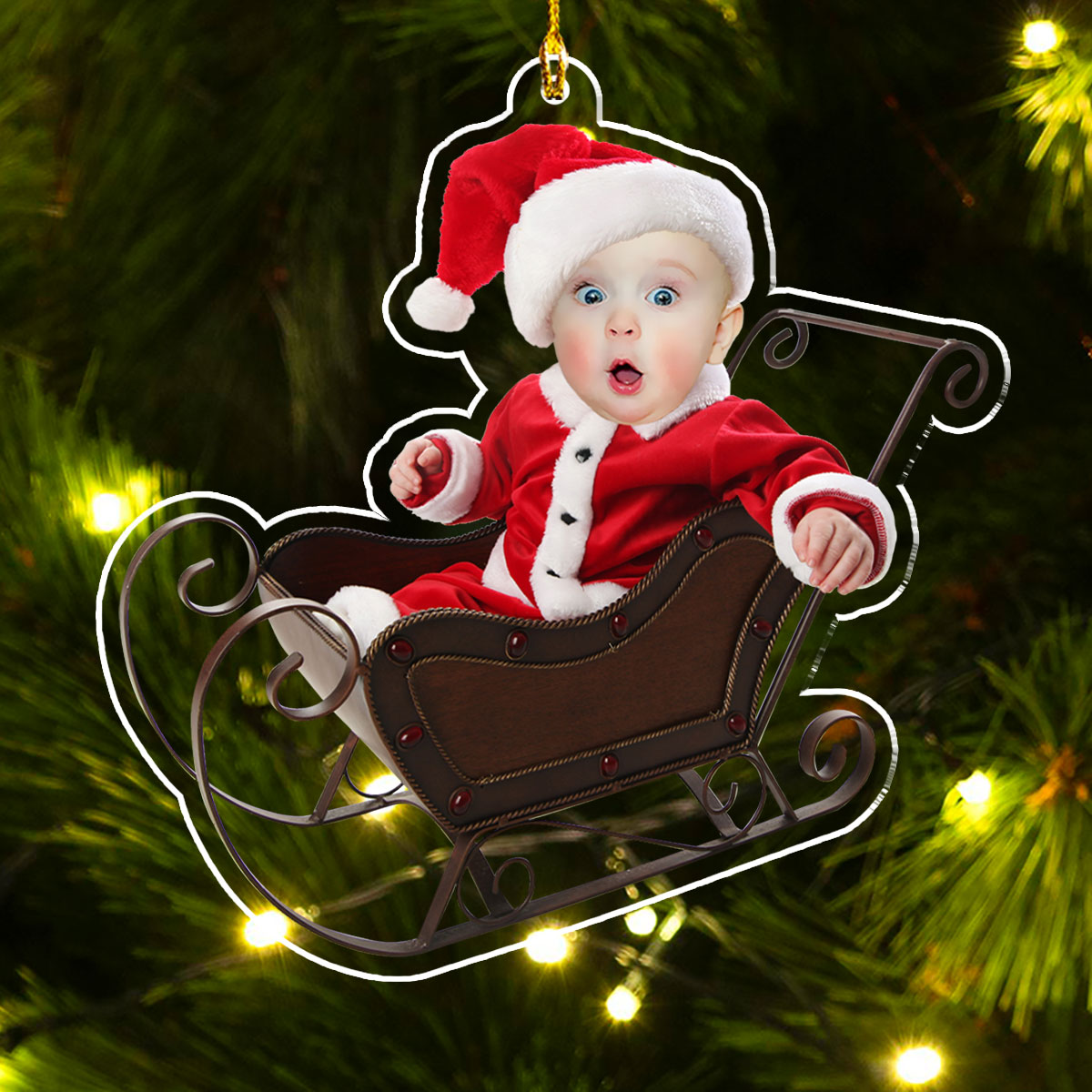 Custom Photo Family Ornament, Christmas Gift for Family Members • Adorable Newborn Baby - Personalized Acrylic Ornament