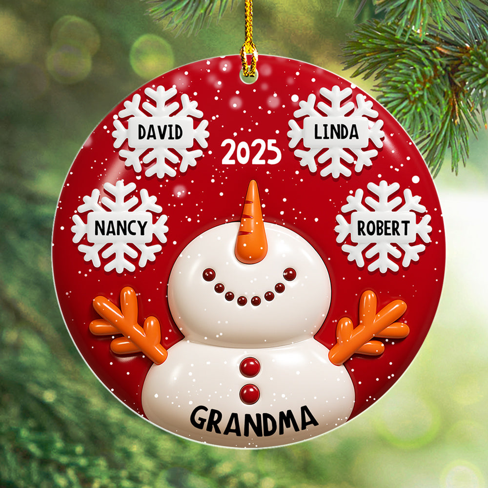 Custom Family Ornament, Christmas Gift for Family Members •  Snowy Kids - Personalized 3D Inflated Effect Acrylic Ornament