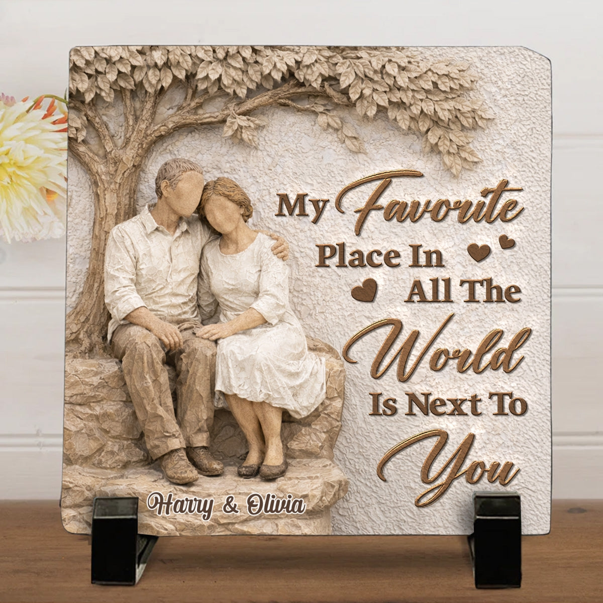 My Favorite Place Of All - Personalized 3D Effect Square Shaped Stone