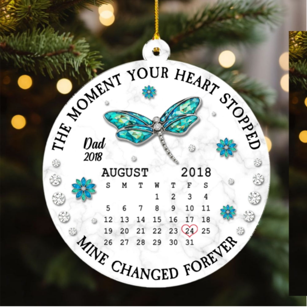 Custom Memorial Christmas Ornament, Sympathy Keepsake •  The Moment Your Heart Stopped Memorial - Personalized 3D Effect Acrylic Ornament