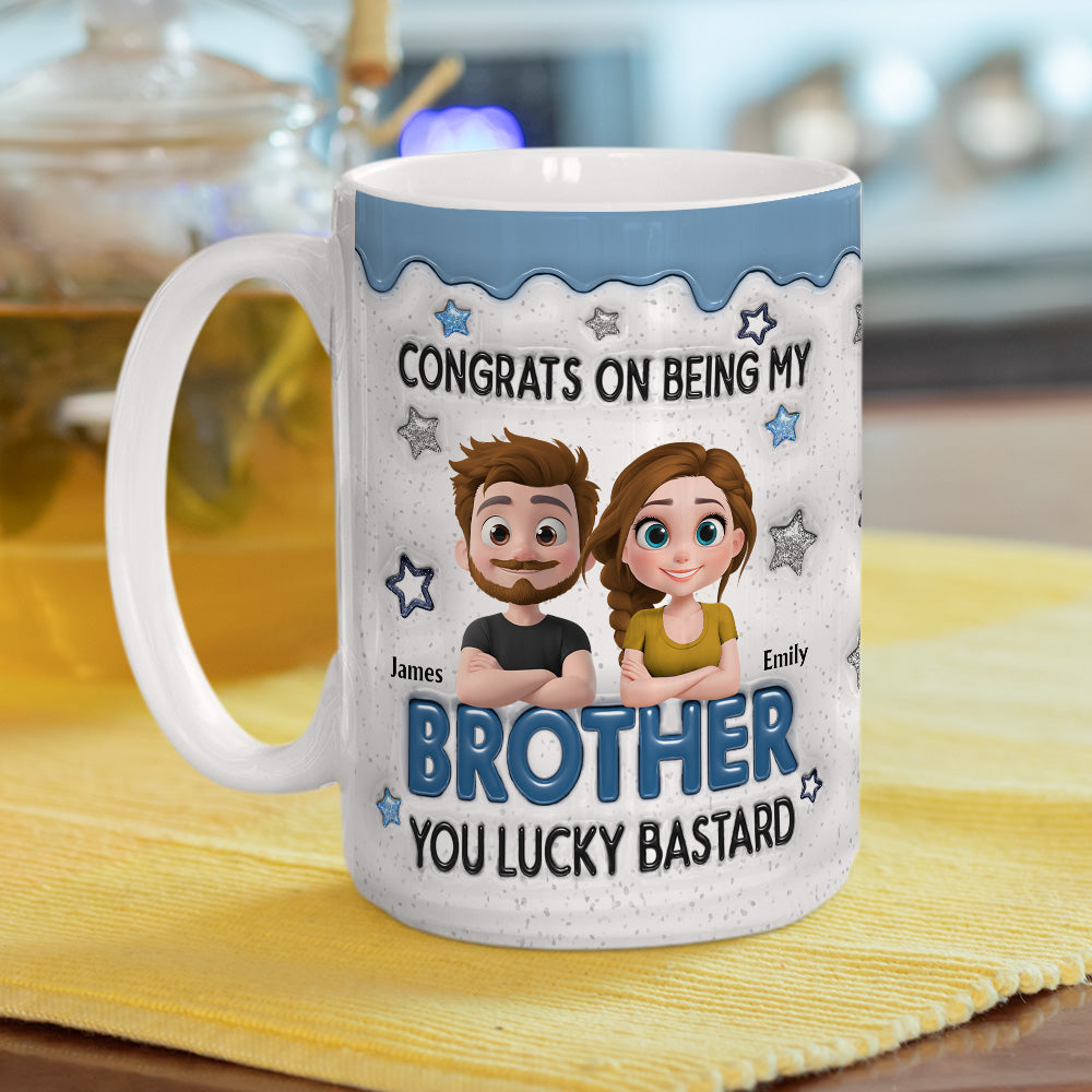 Custom Christmas & Birthday Gift For Brother • Congrats Bro - Personalized 3D Inflated Effect Mug