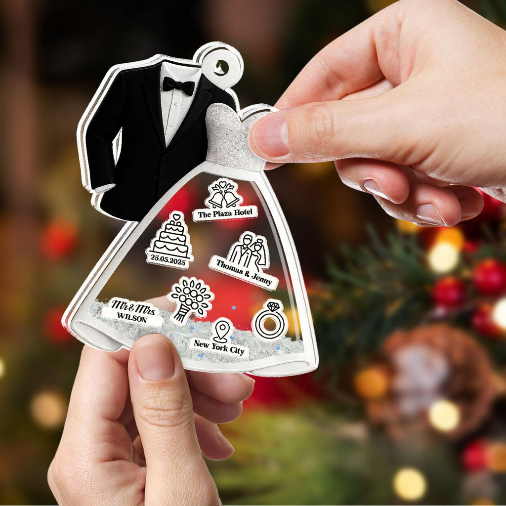 Custom Couple Christmas Ornament, Anniversary Gift •  One Day To Day One - Personalized Acrylic Shaker Ornament