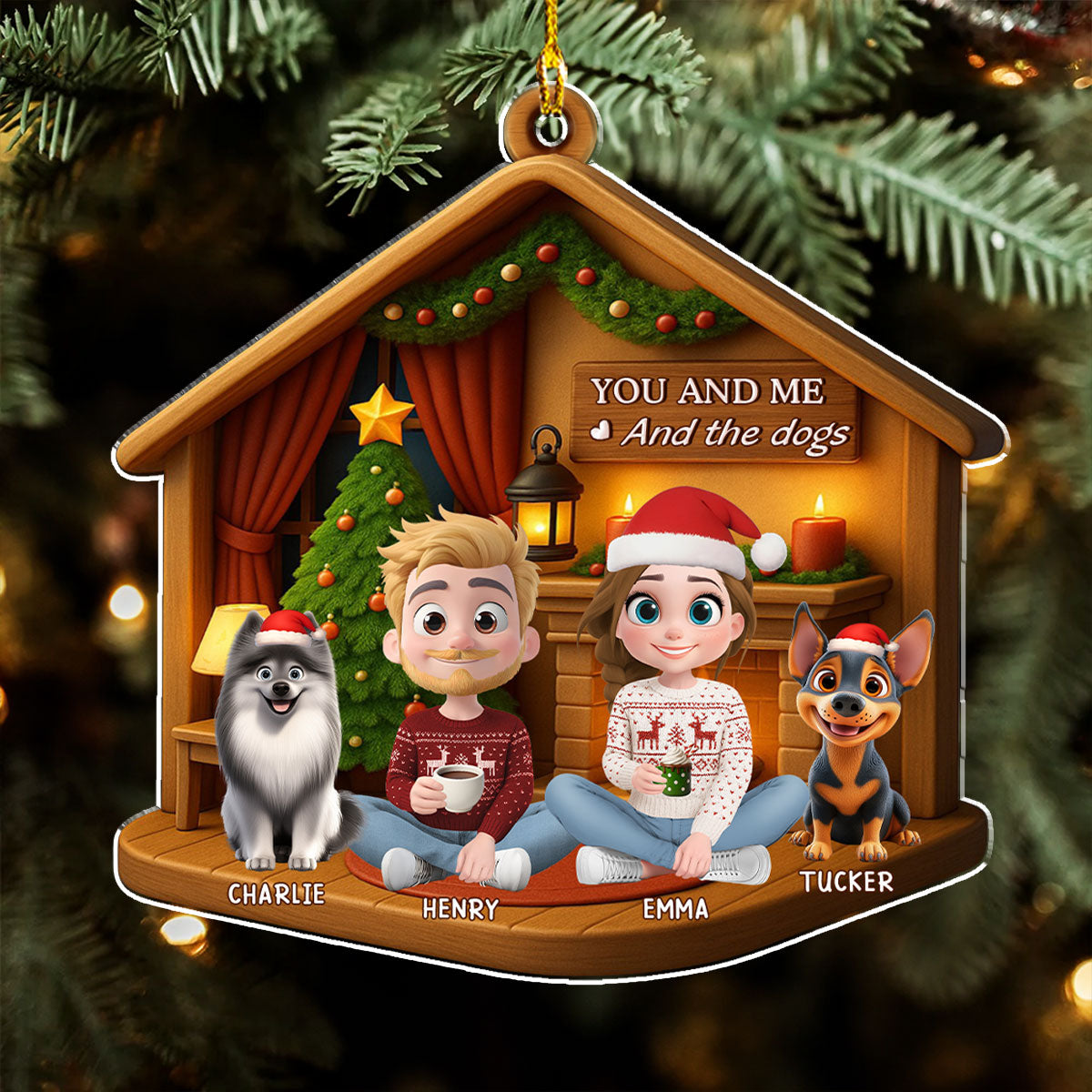 Custom Family Ornament, Christmas Gift for Family Members •  Joyful Home Forever Now - Personalized 3D Effect Acrylic Ornament