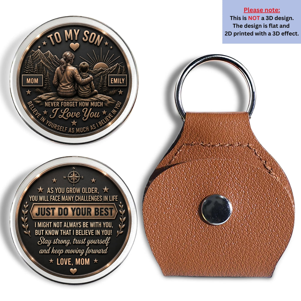 Custom Coin Keychain for Son, Father's Day Birthday Gifts • Your Strength Will Guide You - Personalized Pocket Hug