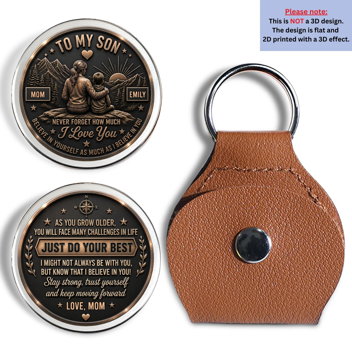 Custom Coin Keychain for Son, Father's Day Birthday Gifts • Your Strength Will Guide You - Personalized Pocket Hug