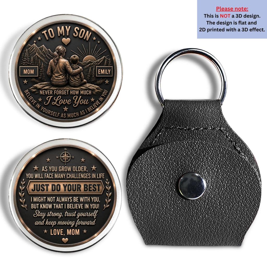 Custom Coin Keychain for Son, Father's Day Birthday Gifts • Your Strength Will Guide You - Personalized Pocket Hug