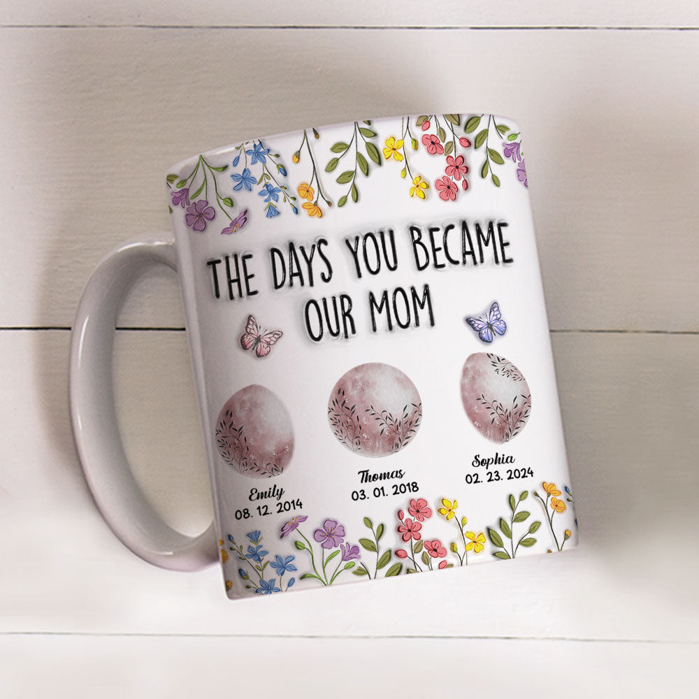 Custom Christmas & Birthday Gift for Mom • The Days You Became Mom - Personalized 3D Inflated Effect Mug