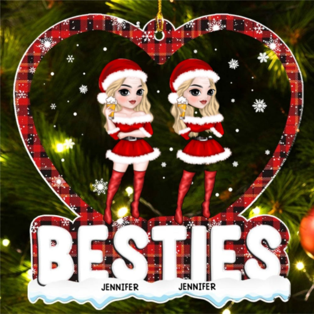 Custom Friendship Christmas Ornament, Best Friend Gift •  Merry Christmas My Bestie - Personalized Acrylic Ornament