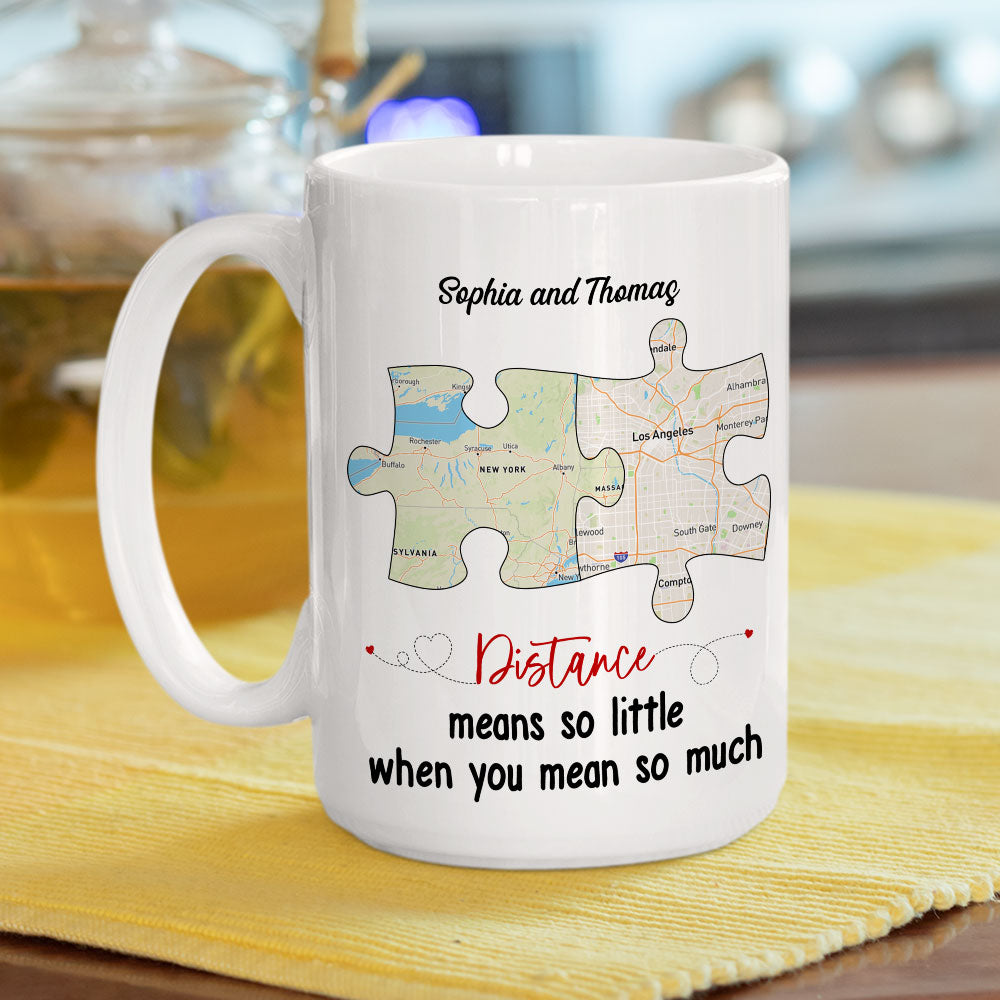 Custom Anniversary Keepsake Gifts For Couple • Distance Means So Little - Personalized Coffee Mug