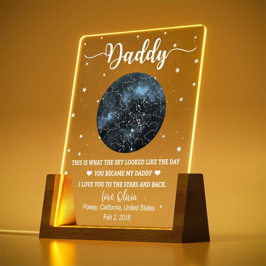 Custom Anniversary, Wedding, Christmas Gift For Husband, Him• The Sky Looked Like - Personalized Night Light