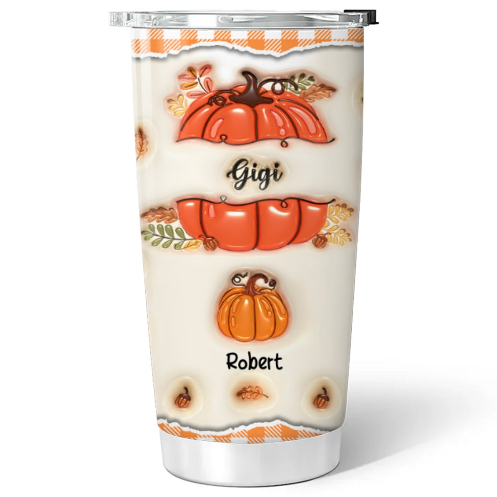 Custom Christmas Birthday Gifts For Grandma • Pumpkin Grandma - Personalized 3D Inflated Effect Tumbler