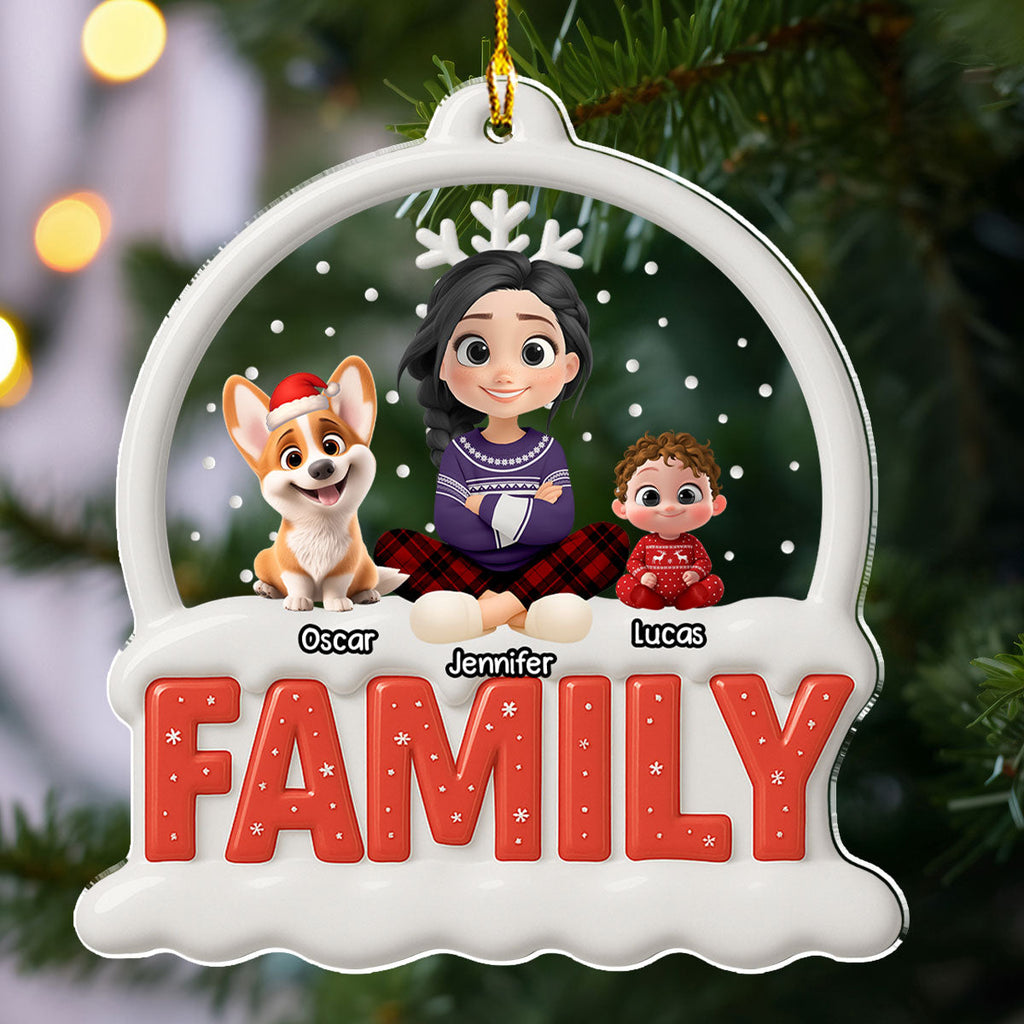 Custom Family Ornament, Christmas Gift for Family Members •  Together Forever Round Version - Personalized 3D Effect Acrylic Ornament