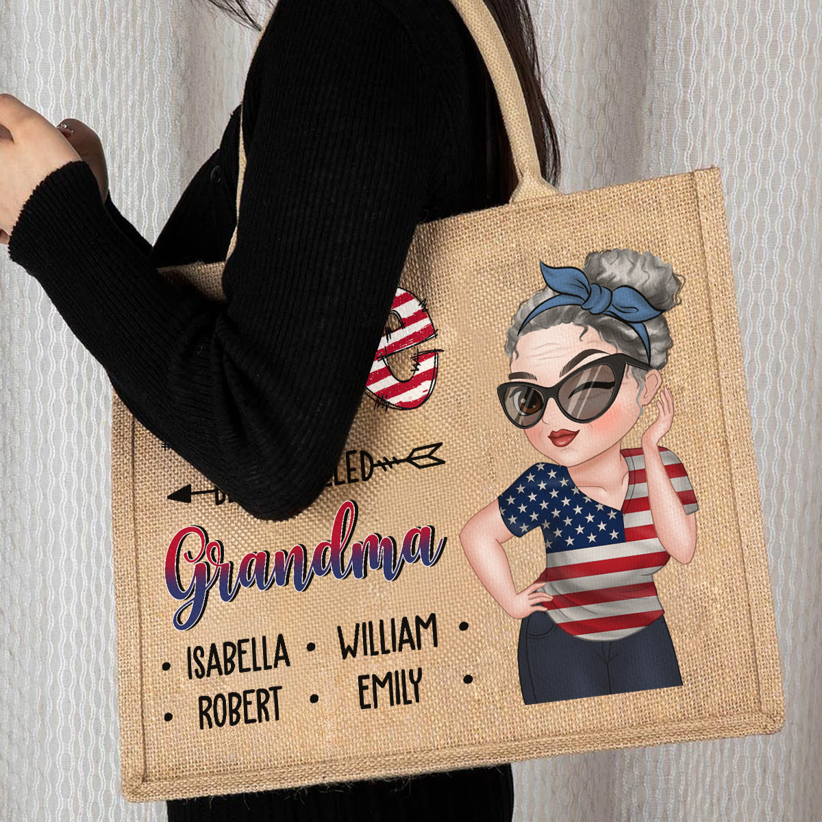 Grandma - Personalized Jute Tote Bag