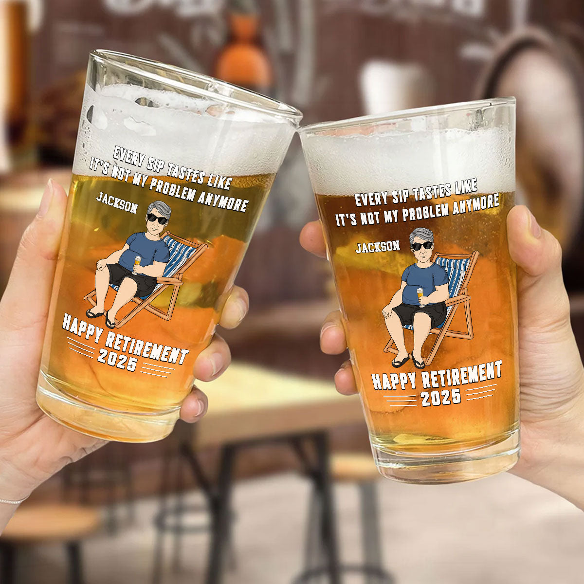 Not My Problem Anymore - Personalized Beer Glass