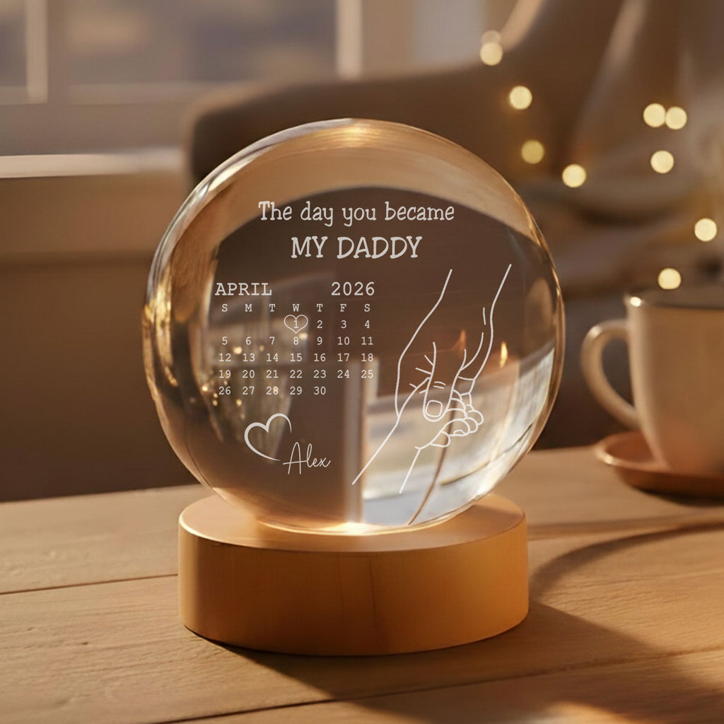 The Day You Became - Personalized Crystal Globe Lamp