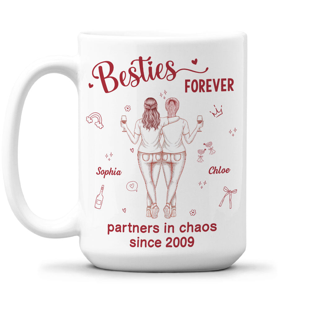 Custom Best Friend, Christmas & Birthday Friendship Keepsake Gift • Partners In Chaos - Personalized Coffee Mug
