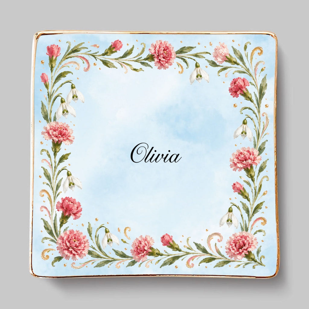 Custom Bestie Trinket Dish, Birthday Christmas Gift For Best Friend • Blooming Season - Personalized Jewelry Dish