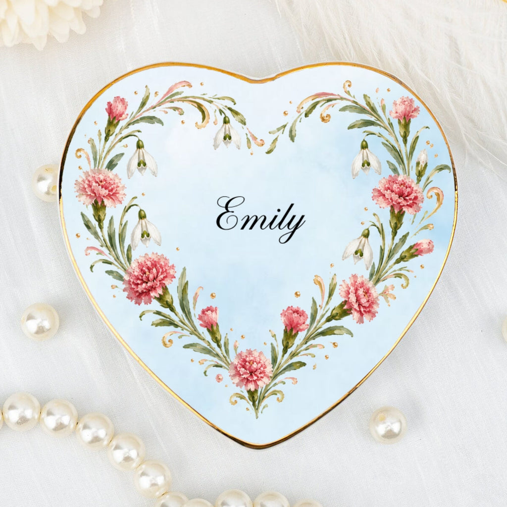 Custom Bestie Trinket Dish, Birthday Christmas Gift For Best Friend • Blooming Season - Personalized Jewelry Dish