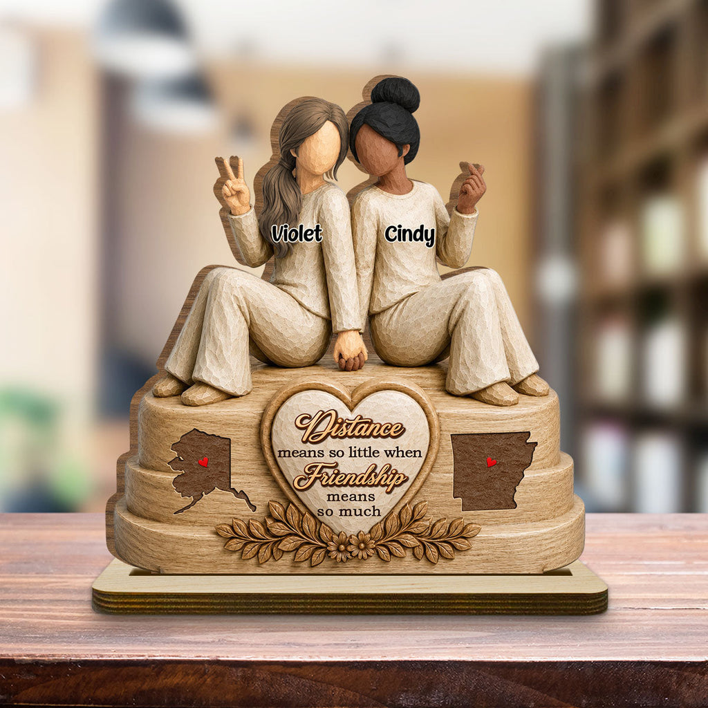 Custom Friendship Decor, Christmas Birthday Gifts For Best Friend • Forever Connected - Personalized 2-Layer Wood Plaque With Flat Base