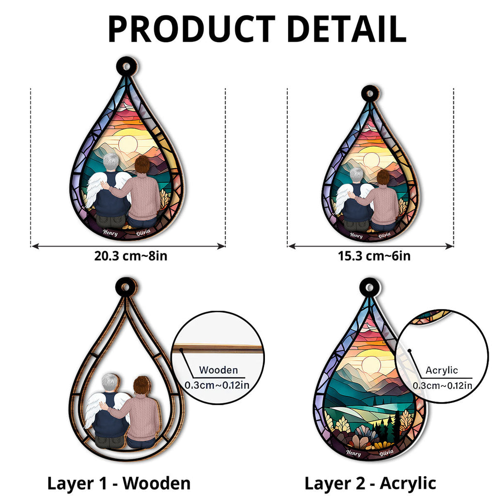 Custom Family Name Hanging Decor, Christmas Birthday Gift •  Memorial Teardrop Gift - Personalized Suncatcher