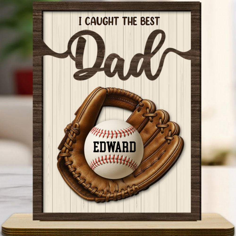 Custom Father's Day Decor, Gift for Dad & Grandpa • Our Best Daddy - Personalized 2-Layer Wood Plaque With Flat Base