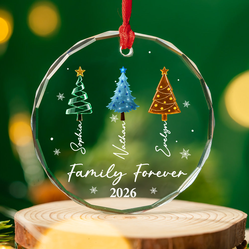 Custom Family Ornament, Christmas Gift for Family Members •  Custom Family Ornament, Christmas Gift for Family Members • Season Love Family - Personalized Glass Ornament