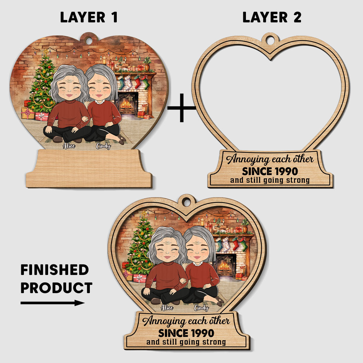 Custom Couple Christmas Ornament, Anniversary Gift •  Annoying Each Other And Still Going Strong - Personalized 2-Layered Wood Ornament