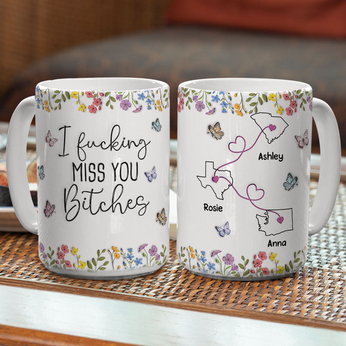 Custom Best Friend, Christmas & Birthday Friendship Keepsake Gift • I Miss You My Bestie - Personalized 3D Inflated Effect Mug