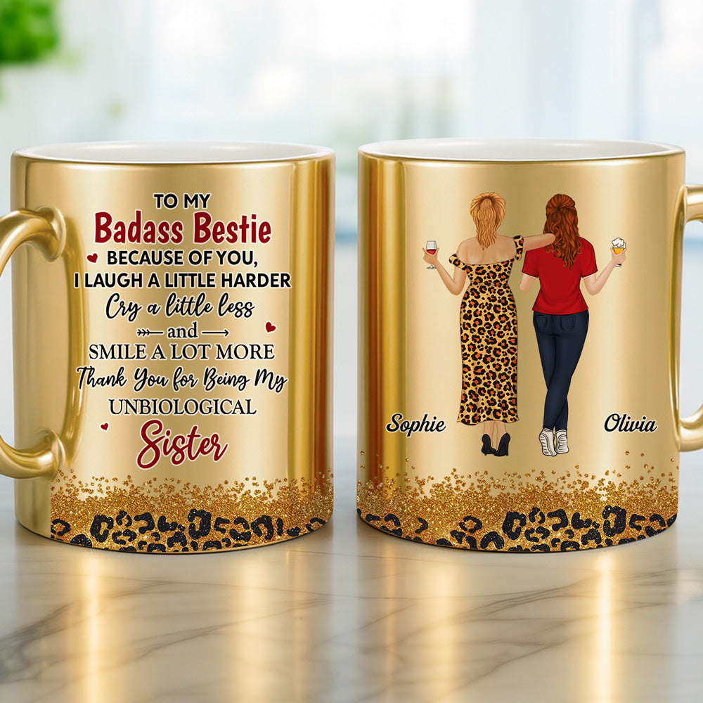 Custom Best Friend, Christmas & Birthday Friendship Keepsake Gift • To My Badass Bestie - Personalized Metallic Mug