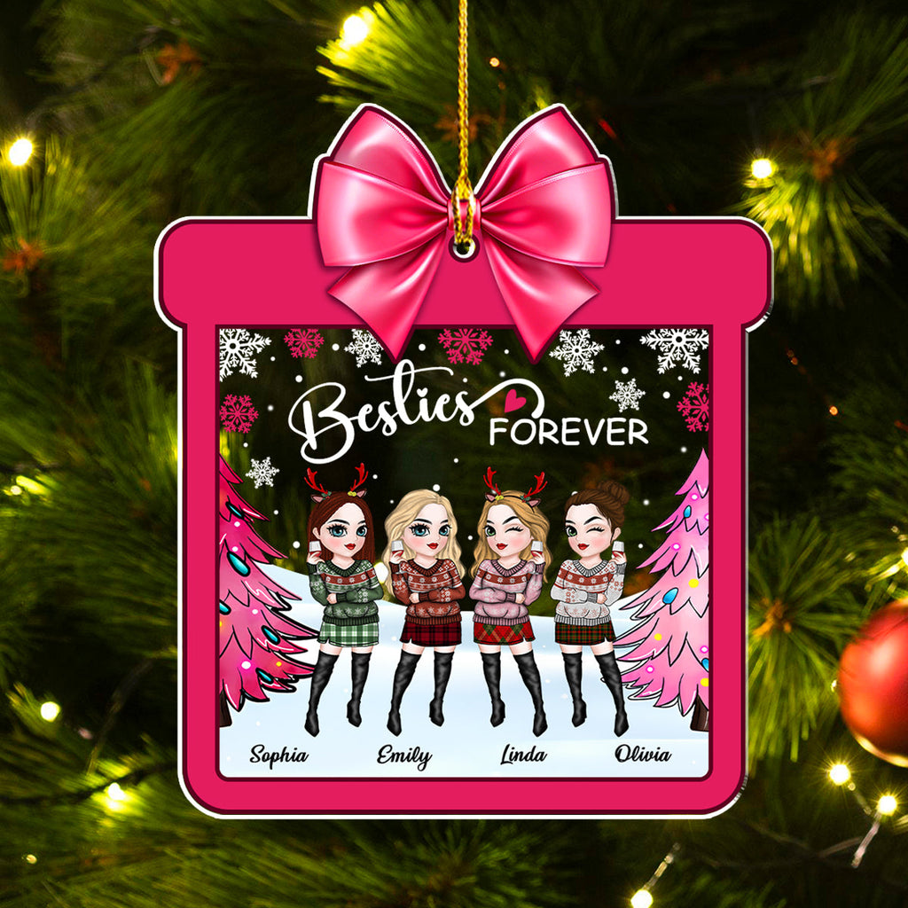 Custom Friendship Christmas Ornament, Best Friend Gift •  Christmas With Besties - Personalized Acrylic Ornament