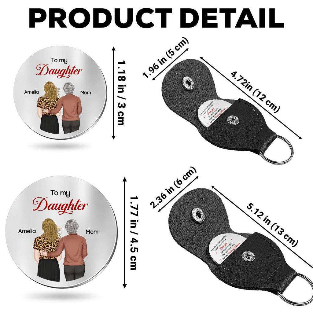 Custom Coin Keychain for Daughter Mom, Mother's Day Birthday Gifts • My Precious Daughter - Personalized Pocket Hug