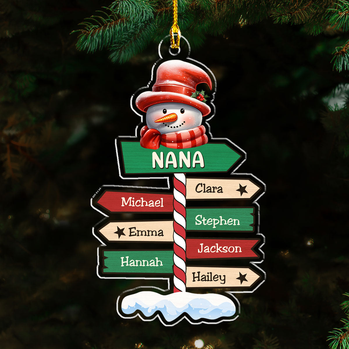 Custom Family Ornament, Christmas Gift for Family Members •  Grandma Pole Sign Christmas - Personalized Acrylic Ornament