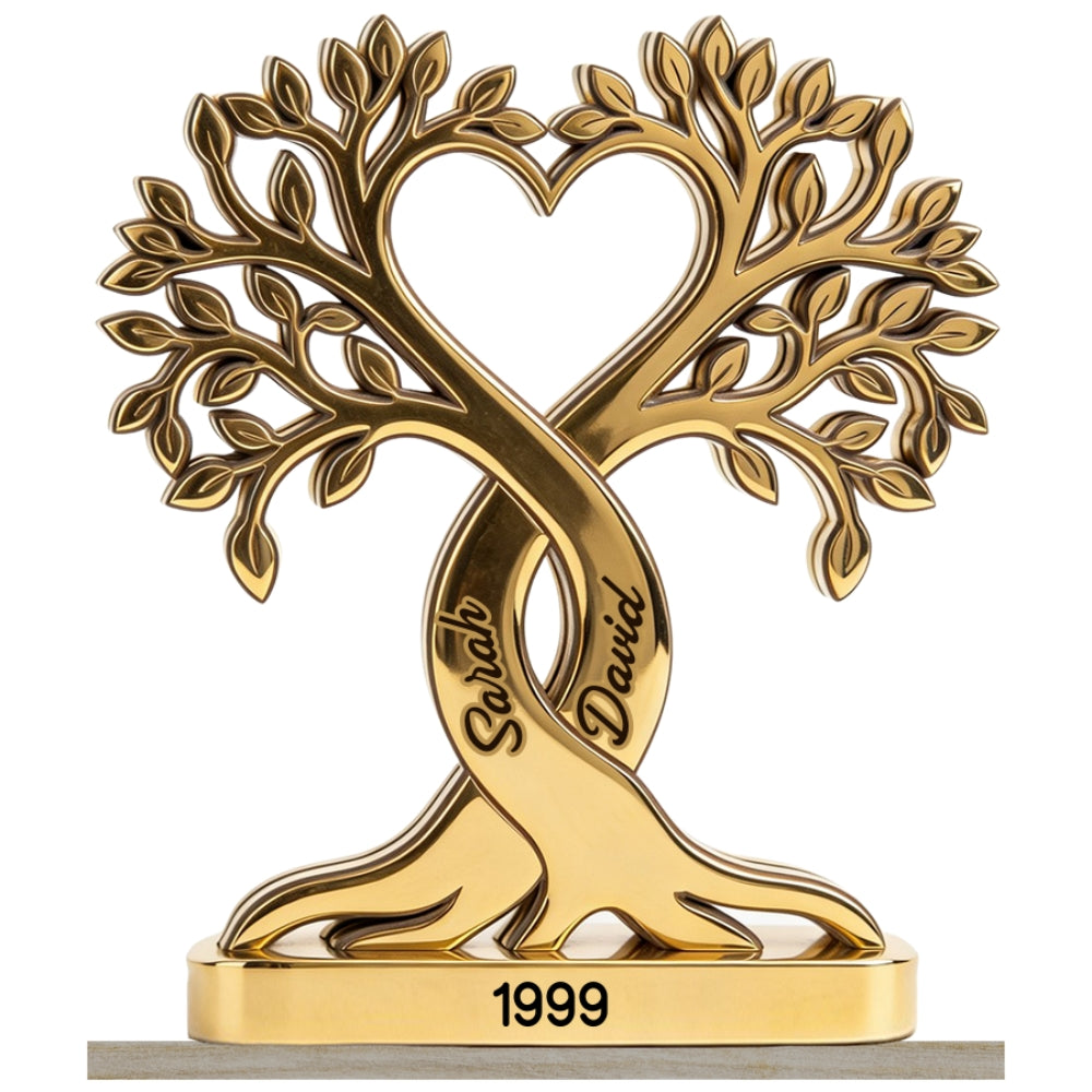 Custom Couple's Decor, Anniversary & Wedding Gift • Forever Rooted - Personalized 2-Layer Wood Plaque With Flat Base