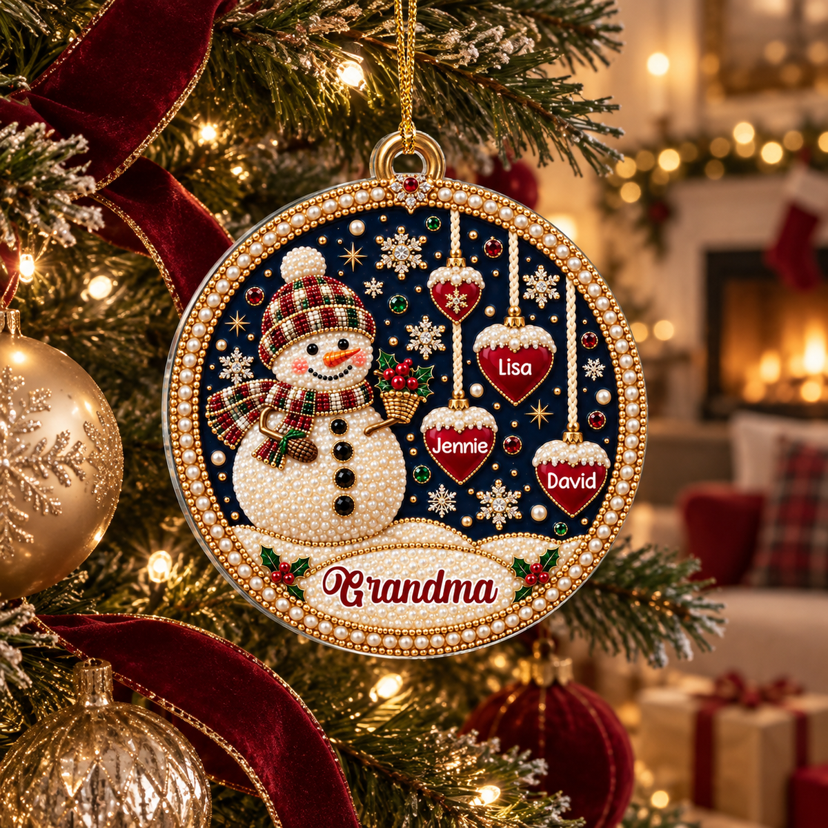 Custom Family Ornament, Christmas Gift for Family Members •  Merry Christmas Grandma - Personalized Acrylic Ornament