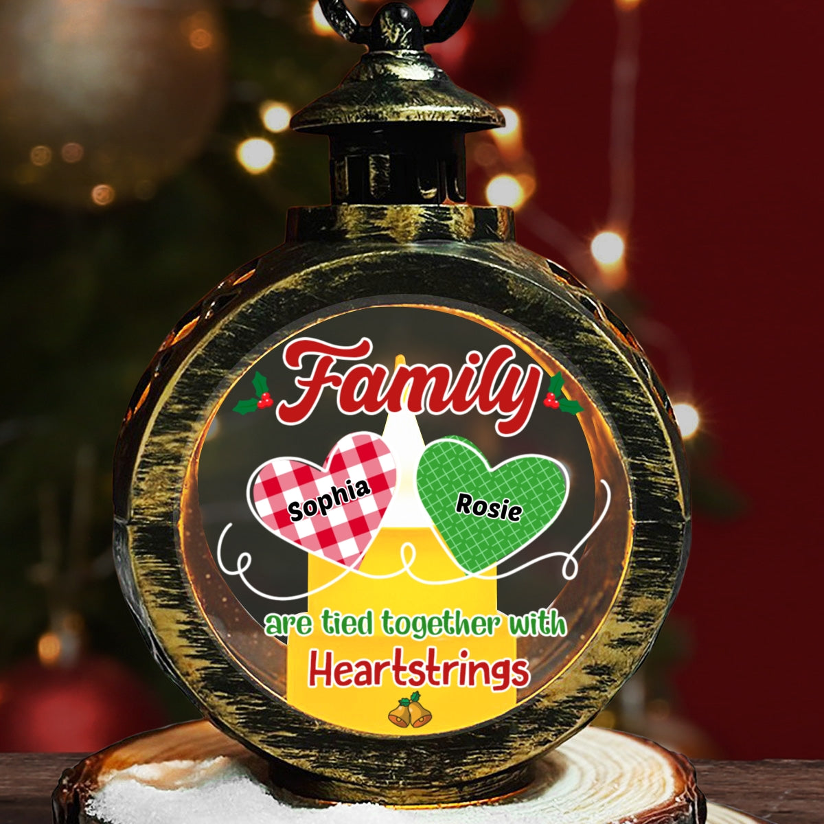 Custom Name Family Christmas Gifts, Holiday Decor • Heartstrings - Personalized Christmas Lantern