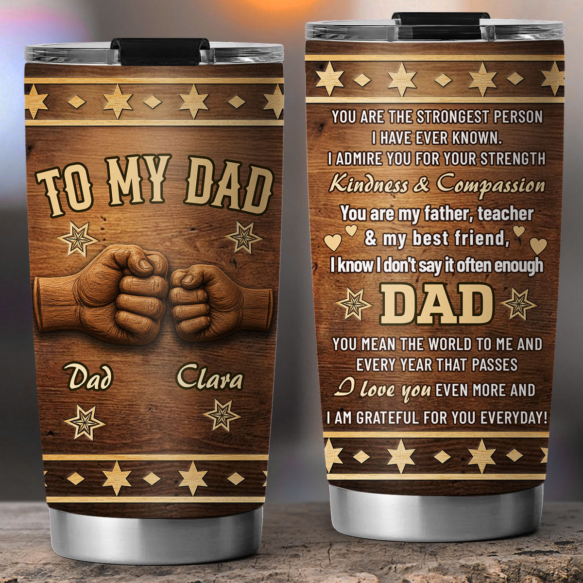 Custom Father's Day Birthday Gifts For Dad • Grateful For You - Personalized 3D Effect Tumbler