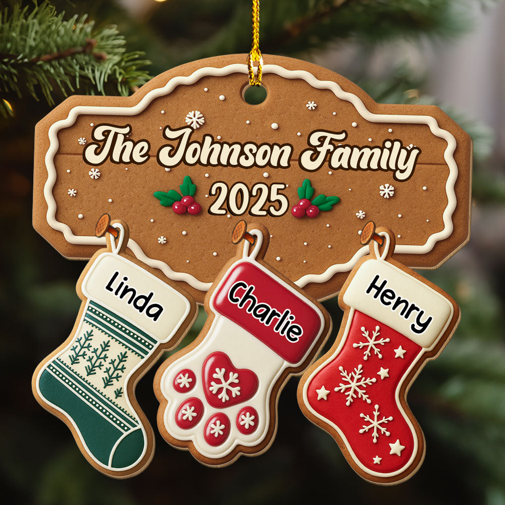 Custom Family Ornament, Christmas Gift for Family Members •  Home Is Our Christmas Heart - Personalized Wood Ornament