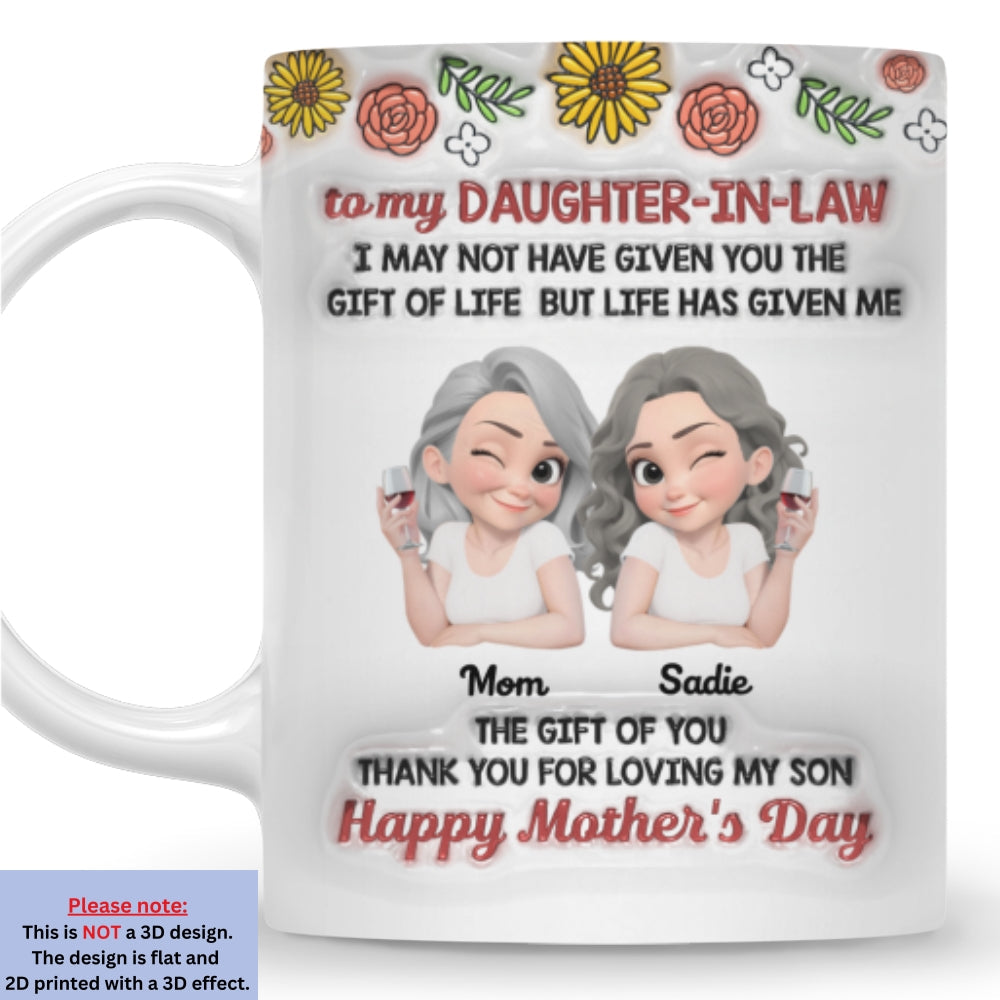 Custom Mother's Day Gift for Daughter • Thank For Loving My Son - Personalized 3D Inflated Effect Mug